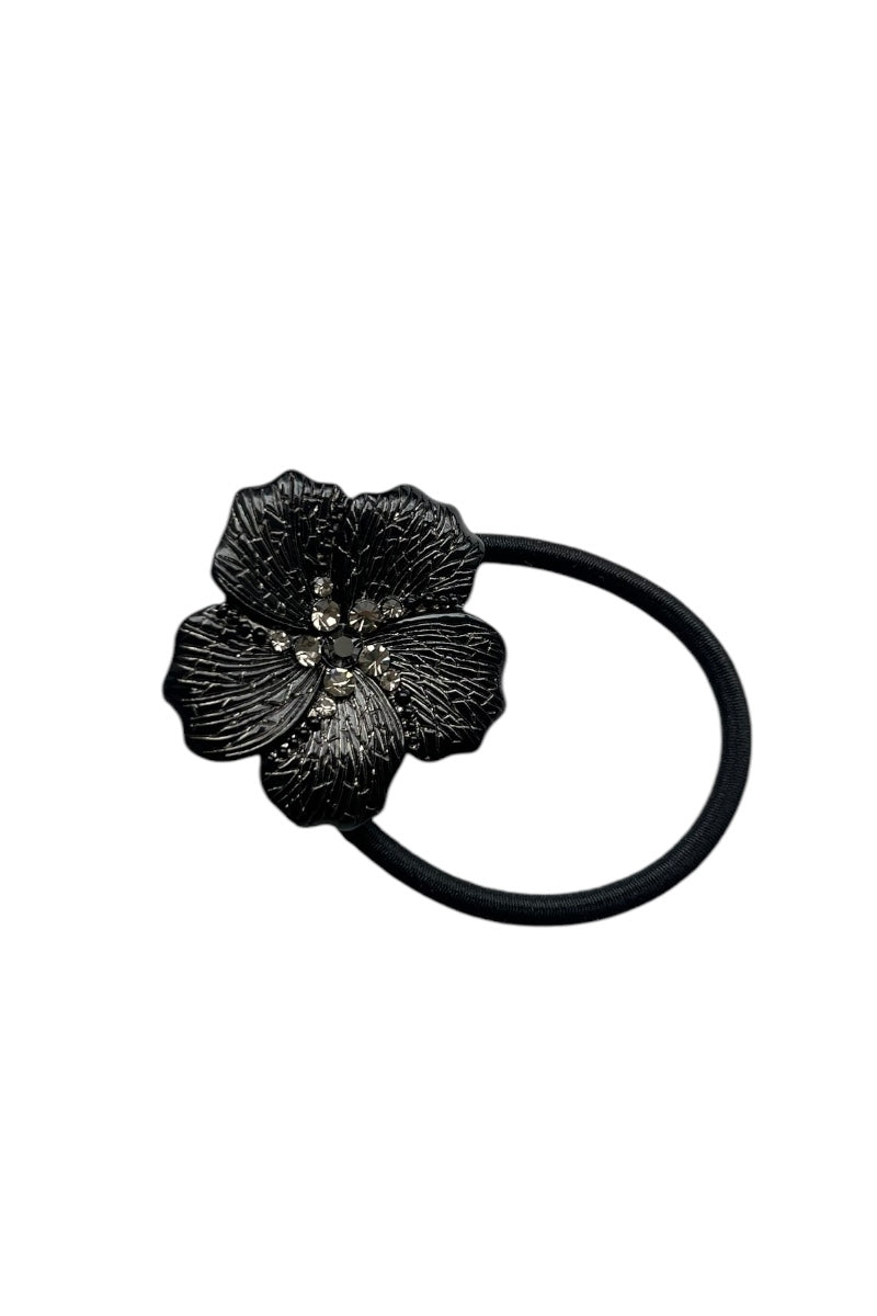 Flower Hair Tie - Black