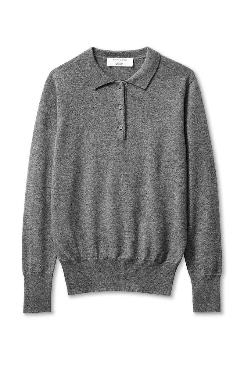 Cashmere Polo shirt - Grey Melange