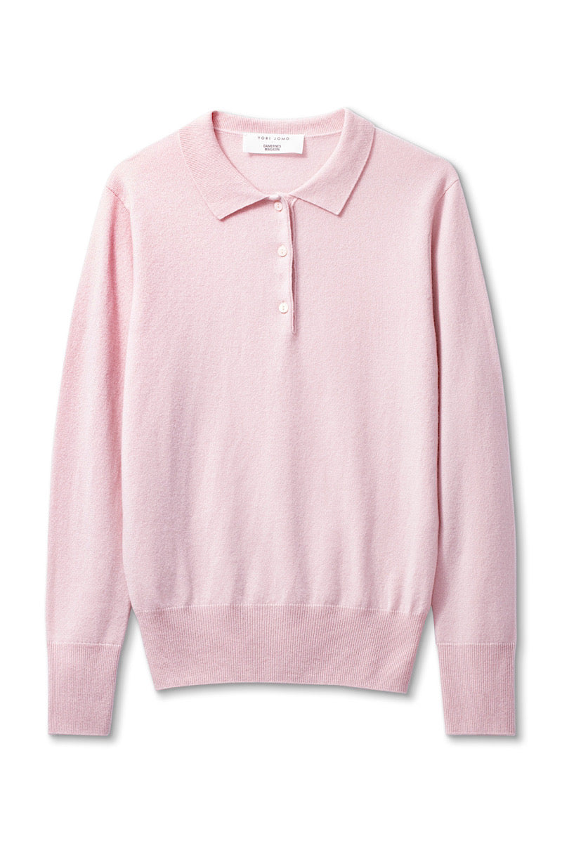 Cashmere Polo shirt - Soft Pink