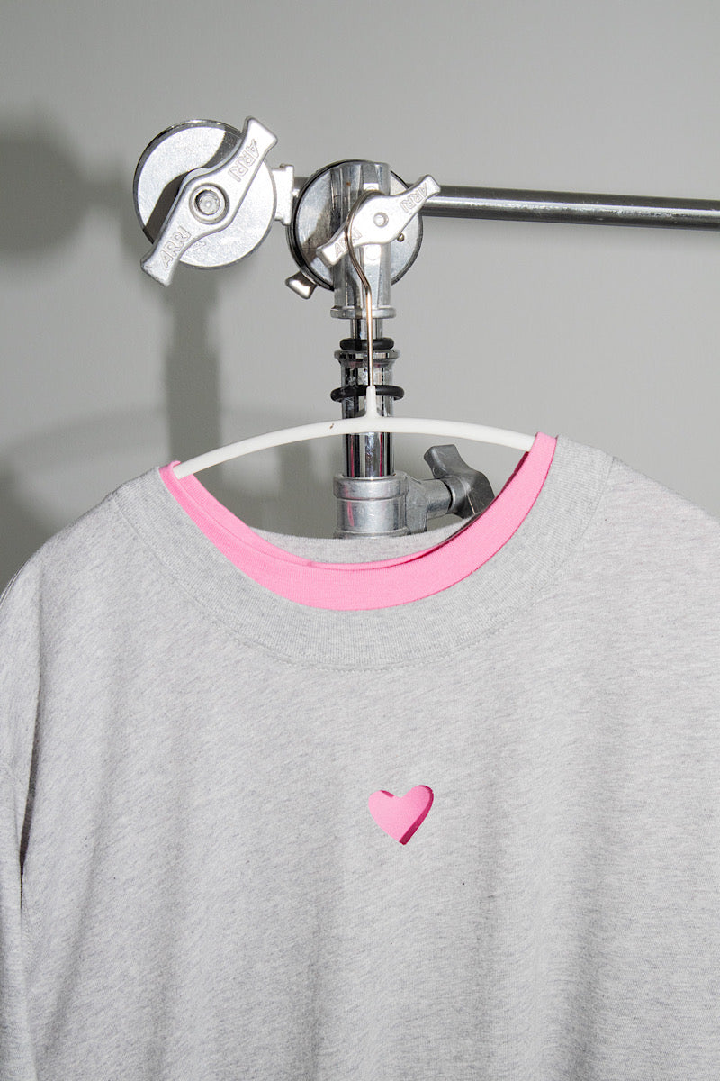 Boxy Heart tee - Grey Melange